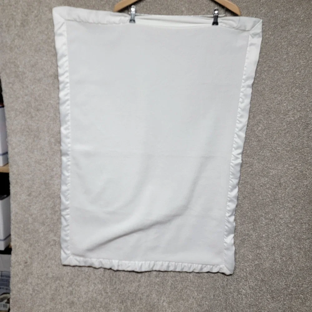 Carters White Baby Blanket‎ Solid Satin Trim Eyelet Baptism Ribbon 30